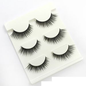 3 Pairs 3D eyelashes Pure Handmade Natural Long False Eyelashes Fake Eye Lash Hot Free Shippng