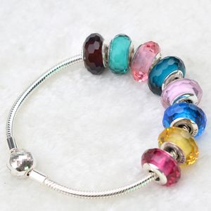 Edell Wholesaleファッション925ステルリングシルバーネジ魅力的なセクションガラスビーズフィットPandoraジュエリーチャームブレスレットネックレスコロケーション