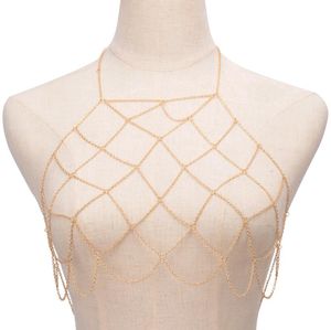 Mode Trendy Sexy Strand Schmuck Körper Kette Handgemachte Geometrische Mesh Brust Brust Ketten Halskette kostenloser versand