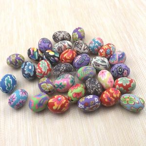 Äggform Polymer Clay Pärlor 11x15mm Blandade färglera pärlor för halsband gör gratis frakt 250pcs