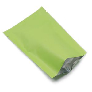 300 Pz/lotto Foglio di Alluminio Verde Opaco Open Top Sacchetto di Immagazzinaggio Sottovuoto Noci Pacchetto di Fagioli Termosaldabile Sacchetti di Mylar Flat Top Sacchetto di Imballaggio