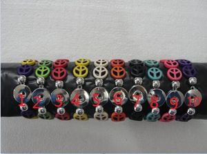 2016 New fashion 15mm Peace mark NOOSA pezzi con bottone a pressione gioielli turchese Noosa Bracciale bottoni a pressione mix 10 colori 12 pz / lotto Drop shipping