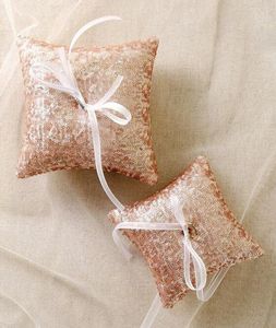 Wedding Sequied Fabric Ring Pillows put in the basket Formal supplies Flower girl Boy children basket bridal and groom rings pillow