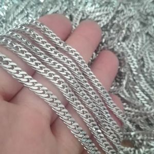 Neue Liste in loser Schüttung 10 Meter Lot silberfarbener Edelstahl-Schmuck zum Finden von doppelter Panzergliederkette 4 mm breit DIY