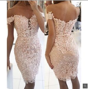 2019 real picture champagne lace short sheath homecoming dresses off the shoulder beading appliques petite prom gowns hot sale