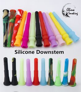 Silicone Downstem 14mm Female 18mm Male Air Cut 14F 18M Smoking Dropdown Glass Bongs Glass Water High Quality