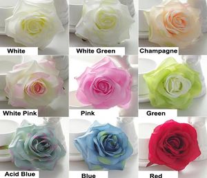 50pc Högkvalitativ spirande färg silke blomma huvud Rose grossist vita ros blomma huvuden 4.2inch Artifical Satin Rose Heads for Wedding Wall