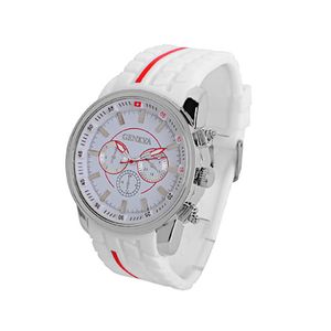 2017 Genève tittar på studenter Silikonband Sport Geneva Quartz Pointer Watches 6 Colors Big Dial Racing Relogio Masculino270m