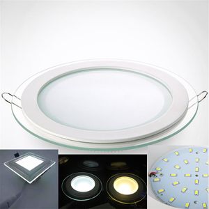 Glas Embedded LED-panellampor Tunna SMD5730 Taklampa 6W 12W 18W 24W downlighting för kök AC85-265V CE RoHS FCC
