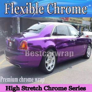 Urple Chrome Vinyl Wrap с воздушным пузырьком без гибкого растягиваемого зеркального хрома для автомобильного покрытия Размер стиля: 1,52x20 м/рулон