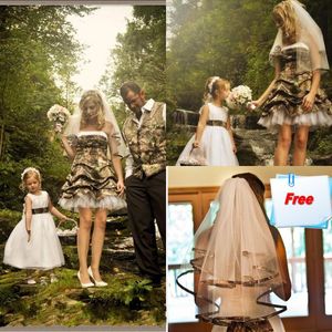 Forest Camo Wedding Dresses Short Wedding Gowns Mini Bridal Dress Strapless Country Wedding Gowns Tulle Boho Bridal Gowns Vestidos De Novia