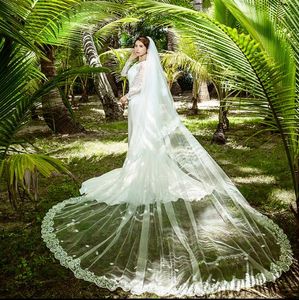 Romantico Velo da sposa a due strati Lunghezza cappella Applique in tulle Veli da sposa Bordo tagliato Velo da sposa Larghezza 300 cm