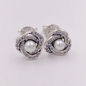 Ohrstecker Leuchtende Liebesknoten-Ohrringe Authentisches 925er-Sterlingsilber Passend für europäischen Pandora-Stil Ohrsteckerschmuck Andy Jewel 290740WCP