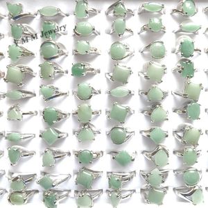 50pcs Natural Green Jade Rings Mixed Size For Women Cheap Rings For Promotion