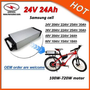 Rainproof 7S8P 24V Li Ion Battery Pack 24Ah 24V Electric Bike Lithium Battery use in 18650 Samsung Cells with BMS for 700W Motor
