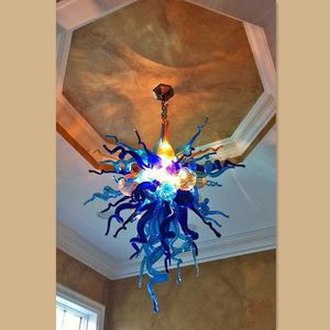 Moderna ljuskronabelysningar Mini Murano glastaklampor Handgjorda konstdekor Ljusblåst glas Högt hängande ljuskronabelysning