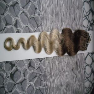 Ombre hair extension micro ring body wave 100g 1g s 100s mikro ring extensions T4 613 micro ring human hair extensions