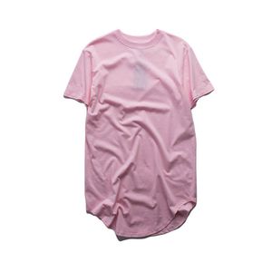 Расширенные Футболки Для Мужчин оптовых-Хлопковая растянутая футболка мужчина изогнутая футболка с длинной линией подол
