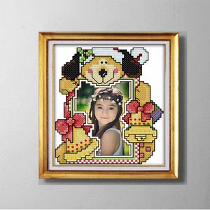 BONECO DE NEVE photo frame adorável pintura dos desenhos animados contados impressos em lona DMC 14CT 11CT Cross Stitch Needlework Set kit Bordado