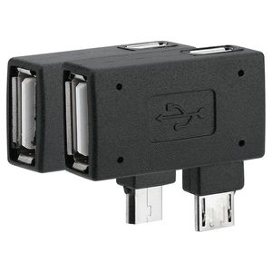 Freeshipping 20 Pz / pacco USB 2.0 Femmina a Maschio Adattatore Micro OTG Porta di alimentazione 90 gradi a sinistra 90 ad angolo retto