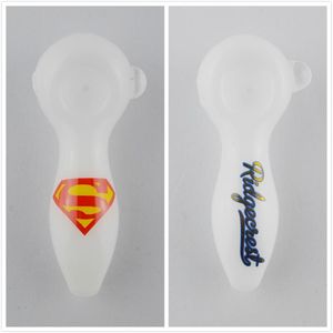 Wholesale personalized glass pipes resale online - Superman Logo Smoking Pipe Ridgecrest Logo Oil Burner Glass Pipes Custom Logo Personalized Glass Tobacco Pipes