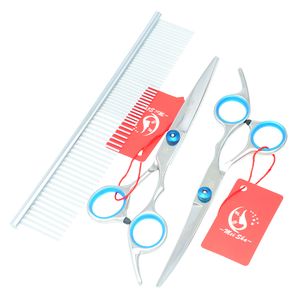 7.0Inch Meisha Cat Dog Fur Clipper JP440C Pet Cutting & Thinning & Curved Dog Shears Professional Pet Grooming Scissors Set, HB0033