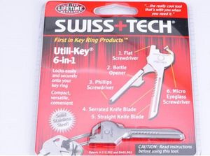 Neu 6 in 1 Utili-Key Mini Multitool Keyring Schlüsselkettenmesser Camping-Überlebensrettung Taschen-Taschen-Werkzeuge