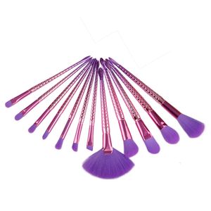 12pcs Makeup Brushes Set Mermaid Color Handle Cosmetic Foundation Eyeshadow Blusher Powder Blending Brush Beauty Tools Kits