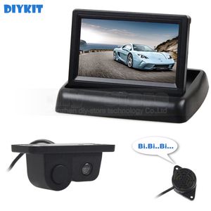 DIYKIT 4.3inch Rear View Monitor Car Monitor + Video Parking Radar Sensor Car Camera Parking System Kit 2 In 1