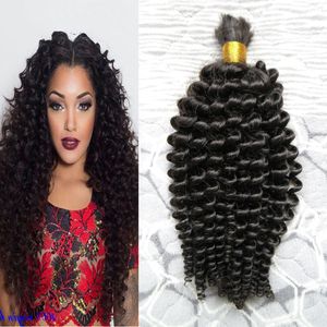 Humano Kinky Curly Trançando Cabelo Não há trama Bulk de cabelo humano para trança 100g natural preto cabelo