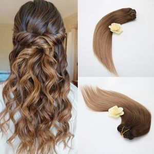 Billiga 100% Human Hair Clip 7st 100g i hårförlängning Finest Quality Vrgin Rå Obehandlat Virgin Brasilianskt hår