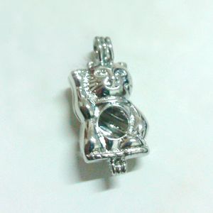 Encaixes de pingente de gato de 18 kgp, podem abrir e segurar pérolas / gem bead medalhão pingentes de gaiola, diy linda jóias fazendo acessórios