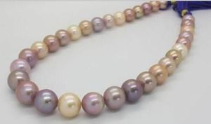 Feine Perlen Schmuck mm seltene natürliche echte Südsee Runde rosa Lavende bunte Perlenkette K