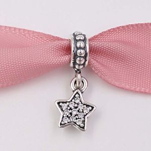 "Andy Jewel 925 Sterling Silver Beads Black Star Pave Dangle Charm Charms Fits European Pandora Style Jewelry Bracelets & Necklace 791024NCK