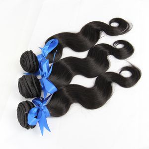 Feixes de Cabelo Humano Weave Preto Natural 3 pcs malásia onda do corpo cabelo virgem remy cabelo feixes duplo desenhado, nenhum derramamento, emaranhado livre