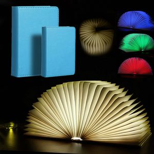 Kreatywne składane strony LED Książka Kształt Night Light Lampka Lampa Oświetlenia Przenośna Booklight Rechargeable USB mały duży rozmiar