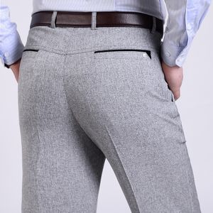 Wholesale- Summer Men Suit Mens Silk Trousers Business Men's Pant Western Style Pants Formal Wedding Party Dresses Size 30-40