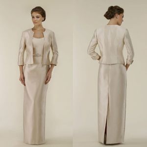 Mother Of Bride Dresses With Jacket Long Sleeves Delicate Sash Mother Of The Bride Floor Length Party Prom Dresses