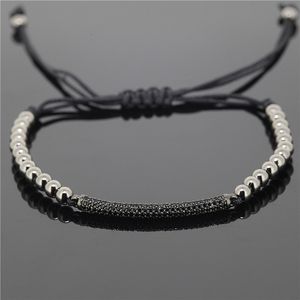 Wholesale-1PC Fashion Anil Arjandas Micro Pave CZ Charm Men's Bracelets Famous Trendy Braiding  Macrame Bracelets Jewelry