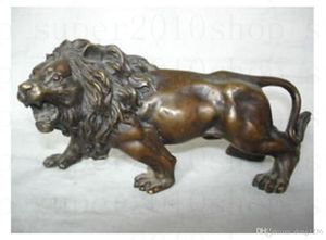 SculptureCarving Bronz kahve Fierce Lions Vahşi Hayvanlar Şekil Heykeli hediye