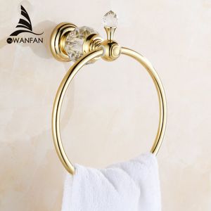 Lyx Crystal Brass Gold Handduk Ring, Handdukshållare, Handduk Bar Badrum Tillbehör Heminredning Användbar Gratis frakt HK-23