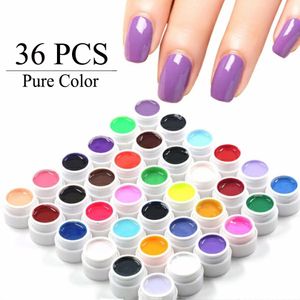 Wholesale-36 Pure Color UV Gel Nail Art Tips DIY Decoration for Nail Manicure Gel Nail Polish Extension Pro Gel Varnishes  Tools