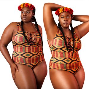 Afrika mayo Retro Artı boyutu Mayo altın halter tek parça mayo kadın büyük boy mayo kırpılmış feminino monokini biquinis
