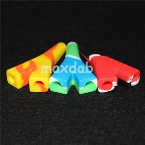 2 tubi per fumare congiunti Ciotola in vetro a mano Cucchiaio Pipa Narghilè Bong Multi colori Olio di silicone Dab rigs Nettare di silicone