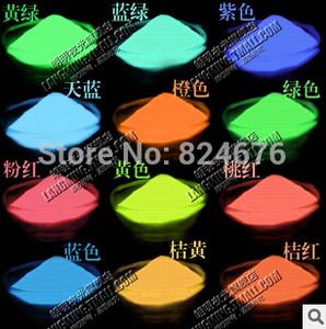 Partihandel-blandade 5 färger Lysande glödpulver, 130g / mycket, superljus fluorescerande pulver, pigment Noctilucent pulver, glöd i mörkret.