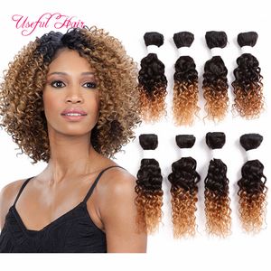 Feixes de cabelo brasileiro cabelo humano ombre brown, bug 8 pacotes solto onda cor de borgonha tecer feixes de cabelo brasileiro brasileiro trança kinky curly