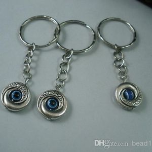 50pcs Evil Eye Kabbalah Charm Belt Chains Key Pierścień Ochrona przed podróżą DIY Biżuteria 15 x 65 mm Antique Silver254a