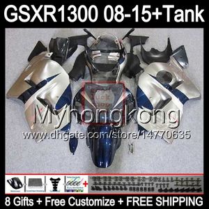 8gifts для Suzuki Хаябуса GSXR1300 08 15 GSXR-1300 14MY151 блеск серебра GSXR 1300 системы GSX Р1300 08 09 10 11 12 13 14 15 обтекателя серебристо-голубой комплект