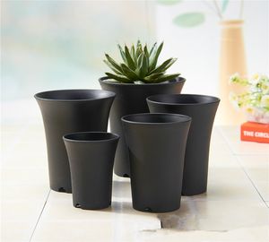 Black White plastic mini flower pot home office desk Indoor Potted Garden Decor Planter Root Container