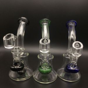 Mini Glass Bongs Oil Rigs med gratis 4 mm tjock kvarts banger nagel 6 tum kvinnlig 14mm fogbägare bong dab riggar vattenrör